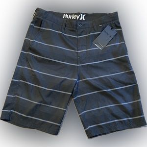 Men's Hurley Stripe Dri-FIT Board Shorts, Size 32 NWT black/grey striped